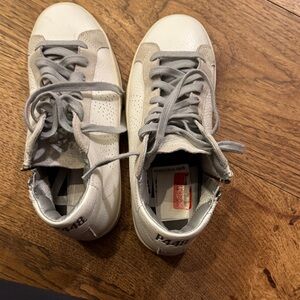 P448 Cream and Gray High-Top Sneakers